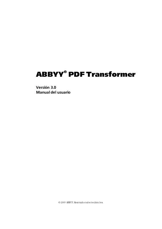 Mode d'emploi ABBYY SOFTWARE PDF TRANSFORMER