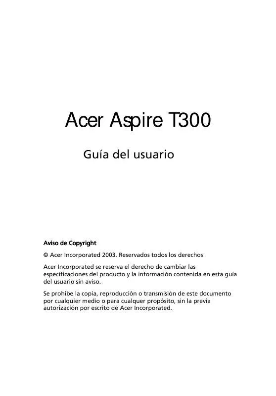 Mode d'emploi ACER ASPIRE T300