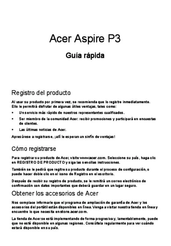 Mode d'emploi ACER ASPIRE P3-131