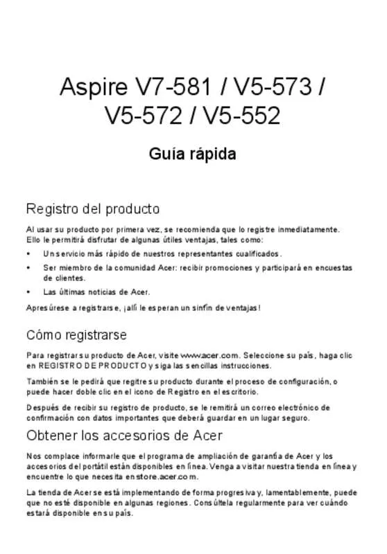 Mode d'emploi ACER ASPIRE V7-581G