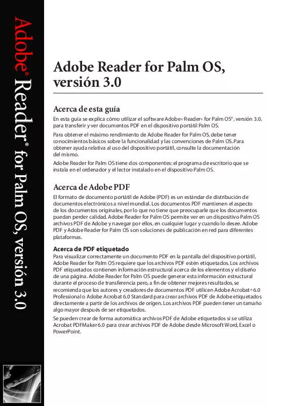 Mode d'emploi ADOBE READER FOR PALM OS 3.0