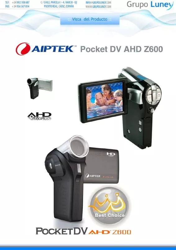 Mode d'emploi AIPTEK POCKET DV AHD Z600