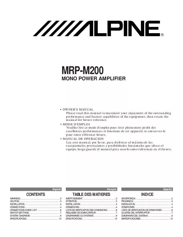 Mode d'emploi ALPINE MRP-M200