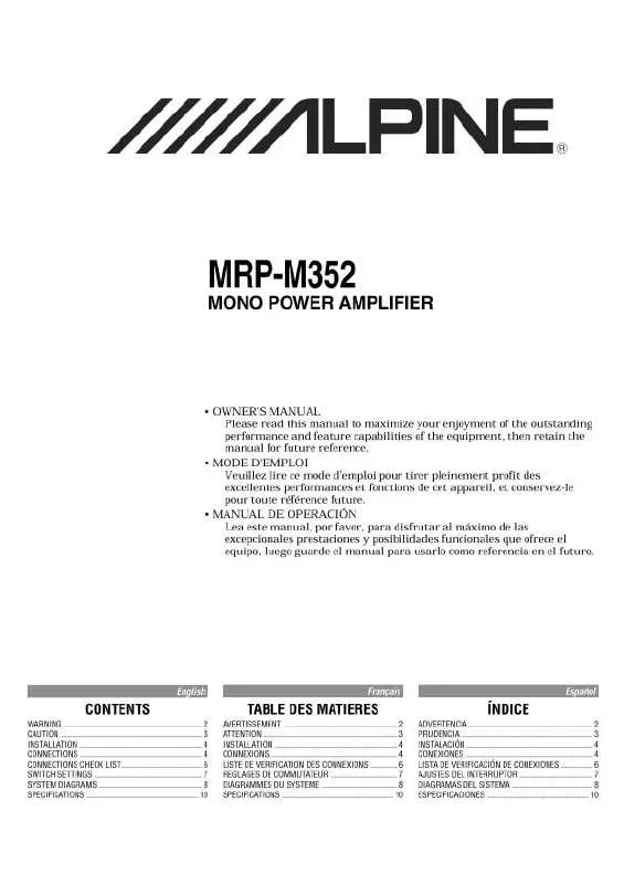 Mode d'emploi ALPINE MRP-M352