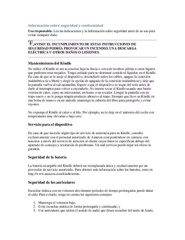 Mode d'emploi AMAZON KINDLE D00701