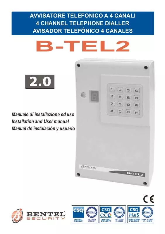 Mode d'emploi BENTEL SECURITY B-TEL2