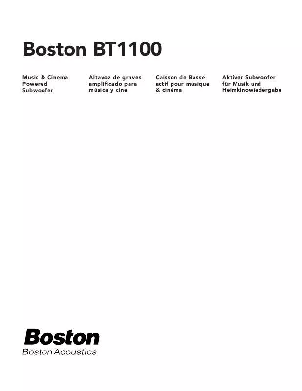 Mode d'emploi BOSTON ACOUSTICS BT 1100
