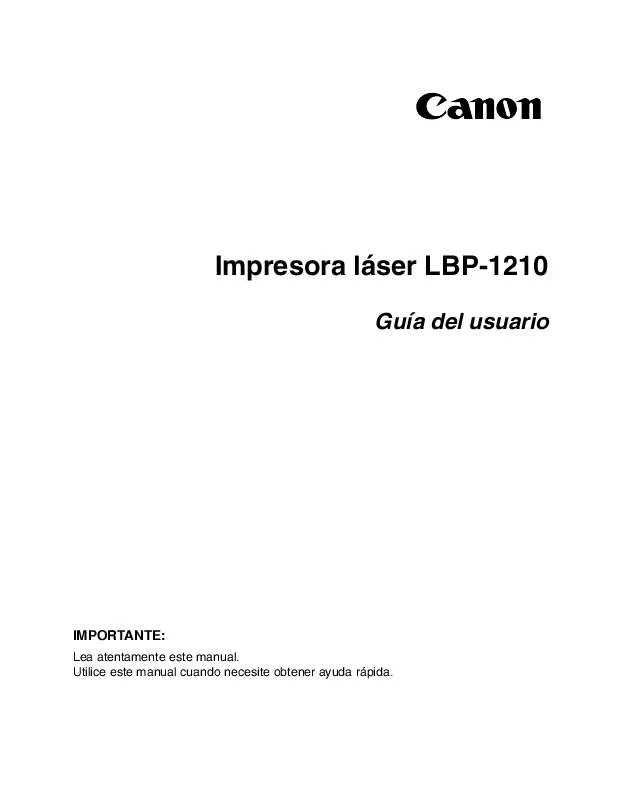 Mode d'emploi CANON LASERSHOT LBP-1210