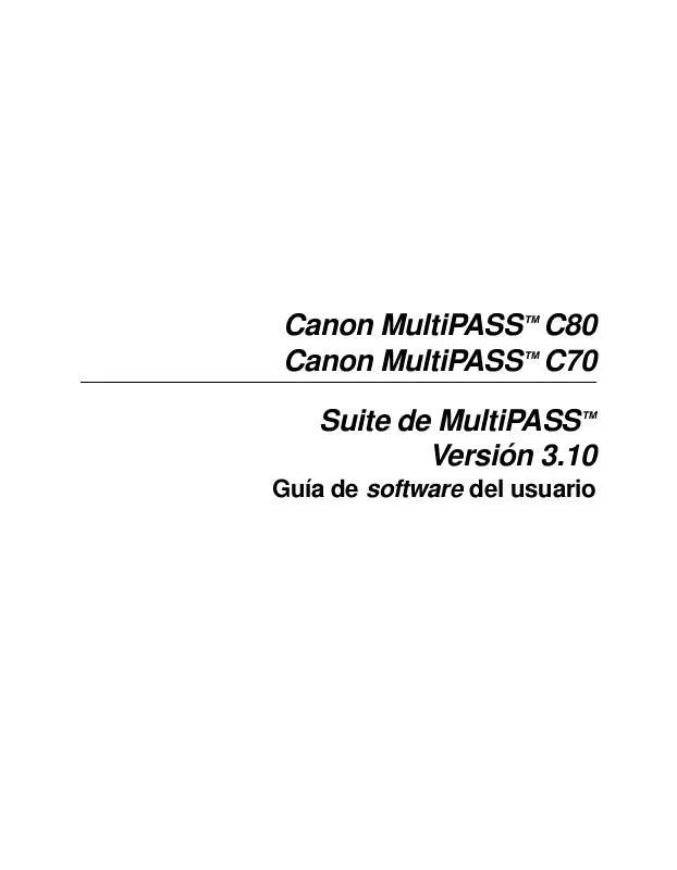 Mode d'emploi CANON MULTIPASS C80