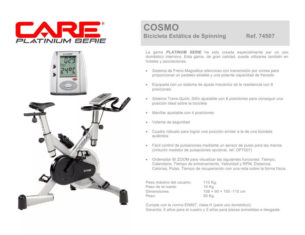 Mode d'emploi CARE FITNESS COSMO 74507