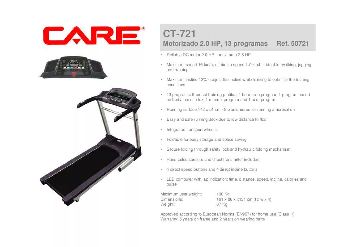 Mode d'emploi CARE FITNESS CT-721
