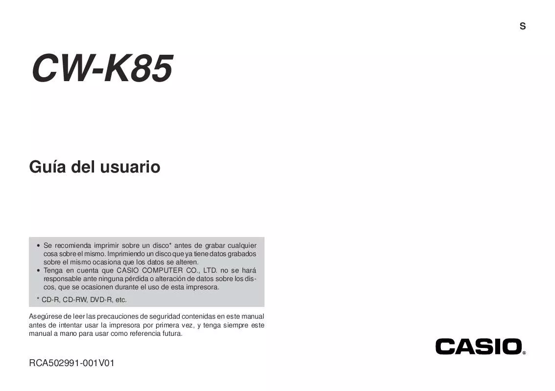 Mode d'emploi CASIO CW-K85