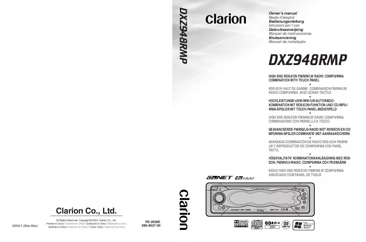 Mode d'emploi CLARION DXZ948RMP