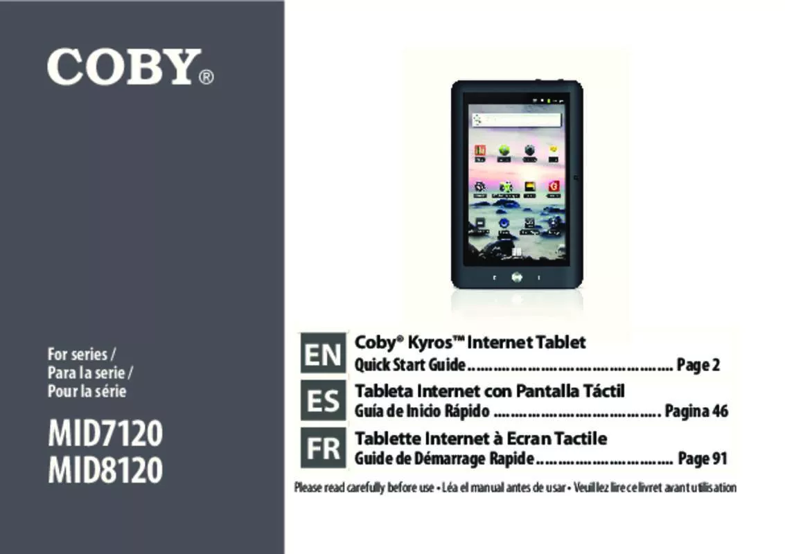 Mode d'emploi COBY MID7120