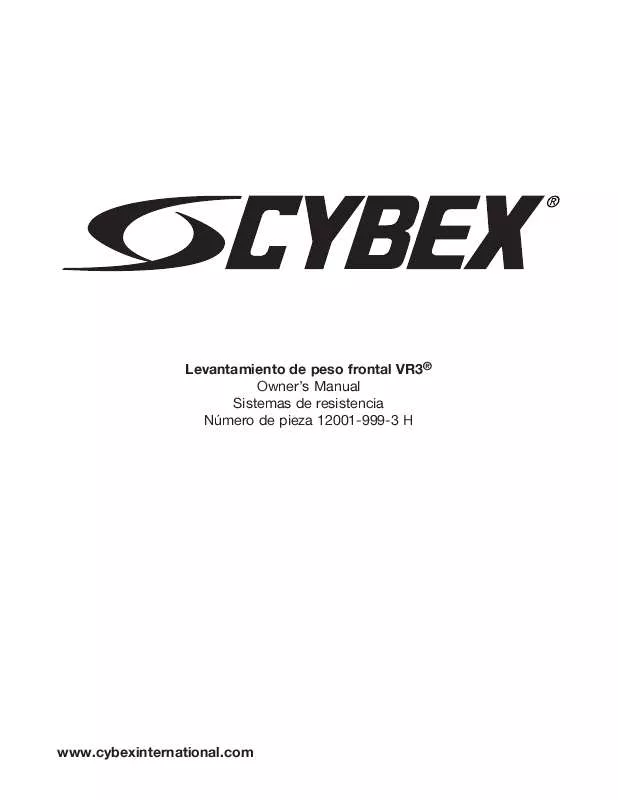 Mode d'emploi CYBEX INTERNATIONAL 12001 CHEST PRESS