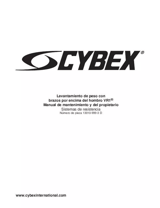 Mode d'emploi CYBEX INTERNATIONAL 13010 OVERHEAD PRESS