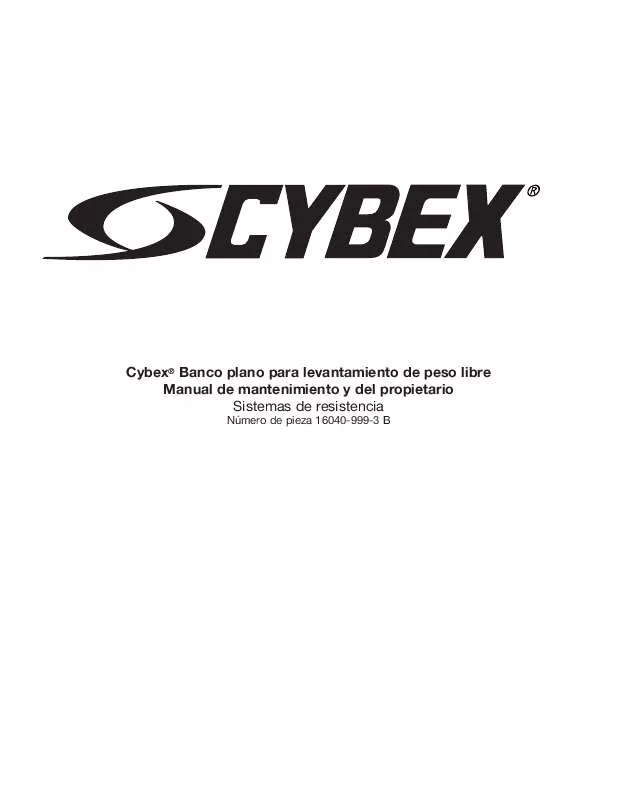 Mode d'emploi CYBEX INTERNATIONAL 16040 FLAT BENCH