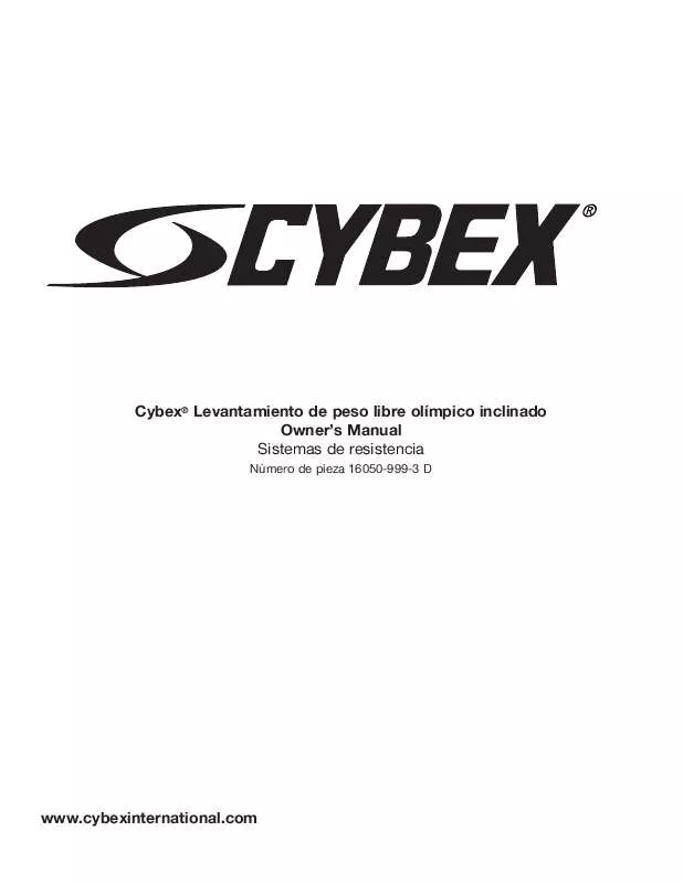 Mode d'emploi CYBEX INTERNATIONAL 16050 OLYMPIC INCLINE PRESS