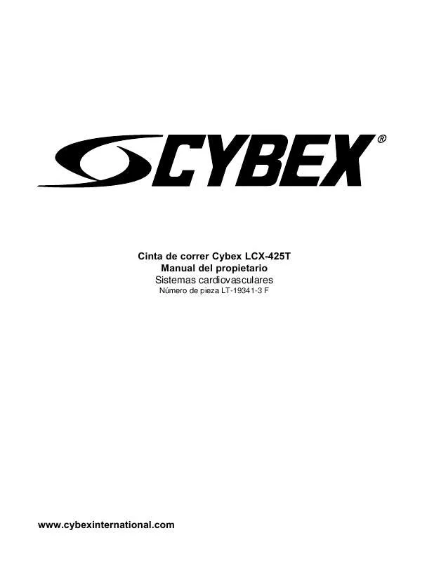 Mode d'emploi CYBEX INTERNATIONAL 425T TREADMILL