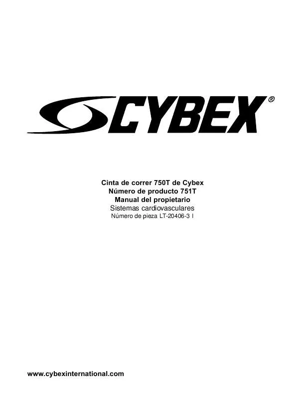 Mode d'emploi CYBEX INTERNATIONAL 750T TREADMILL