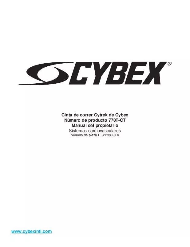Mode d'emploi CYBEX INTERNATIONAL 770T-CT TREADMILL