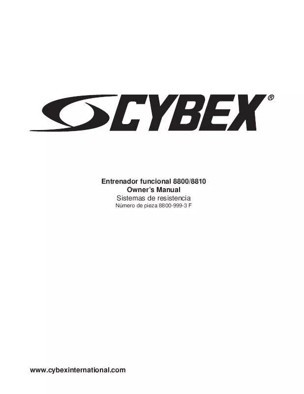 Mode d'emploi CYBEX INTERNATIONAL 8800 SERIES FUNCTIONAL TRAINER