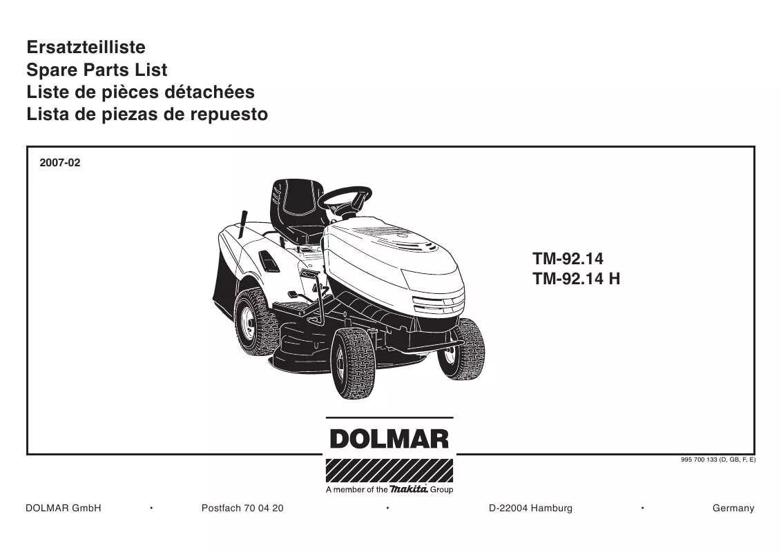 Mode d'emploi DOLMAR TM-92.14 H
