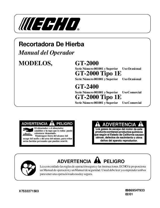 Mode d'emploi ECHO GT-2000 TYPE 1E