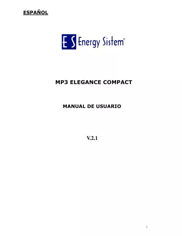 Mode d'emploi ENERGY SISTEM MP3 ELEGANCE 2000 COMPACT