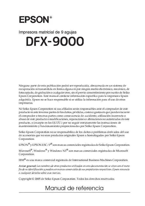 Mode d'emploi EPSON DFX-9000