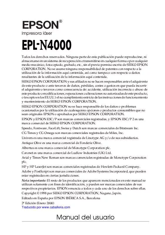 Mode d'emploi EPSON EPL-N4000