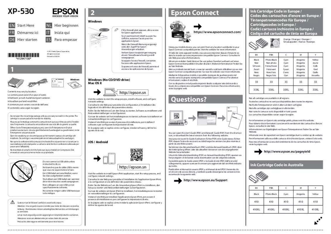 Mode d'emploi EPSON EXPRESSION PREMIUM XP-530