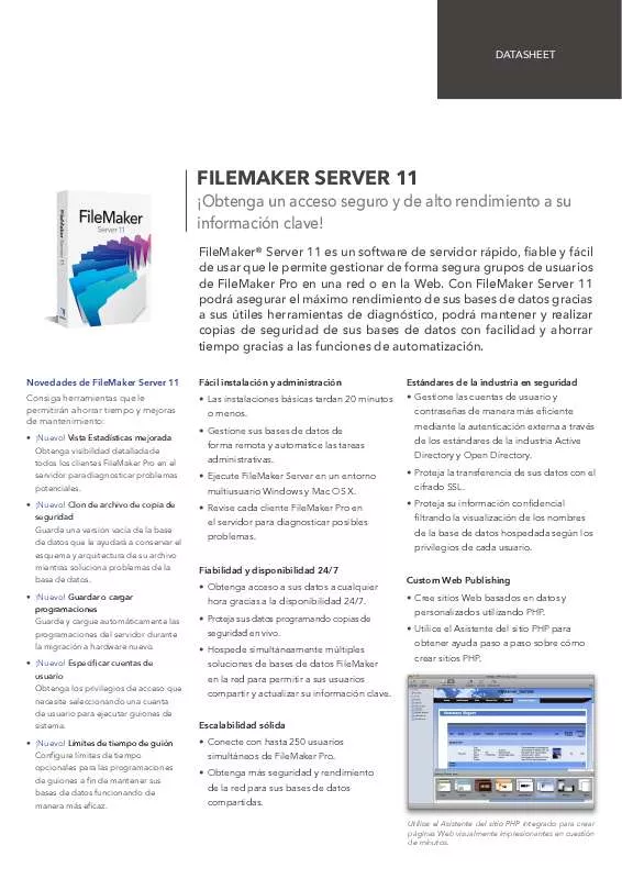 Mode d'emploi FILEMAKER FMS11