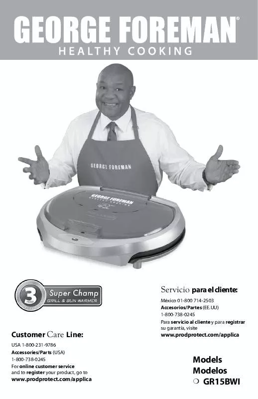 Mode d'emploi GEORGE FOREMAN GR15BWI