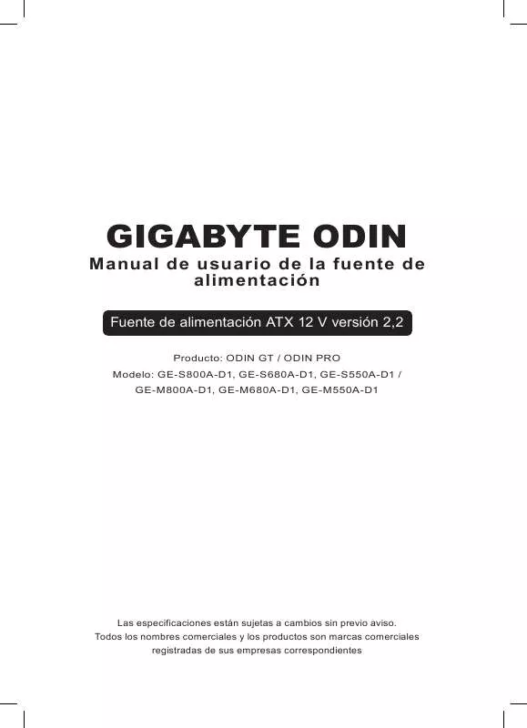 Mode d'emploi GIGABYTE ODIN GT 800W