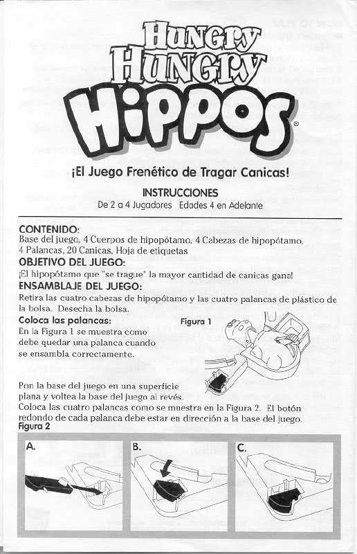 Mode d'emploi HASBRO HUNGRY HUNGRY HIPPOS (, 2000)