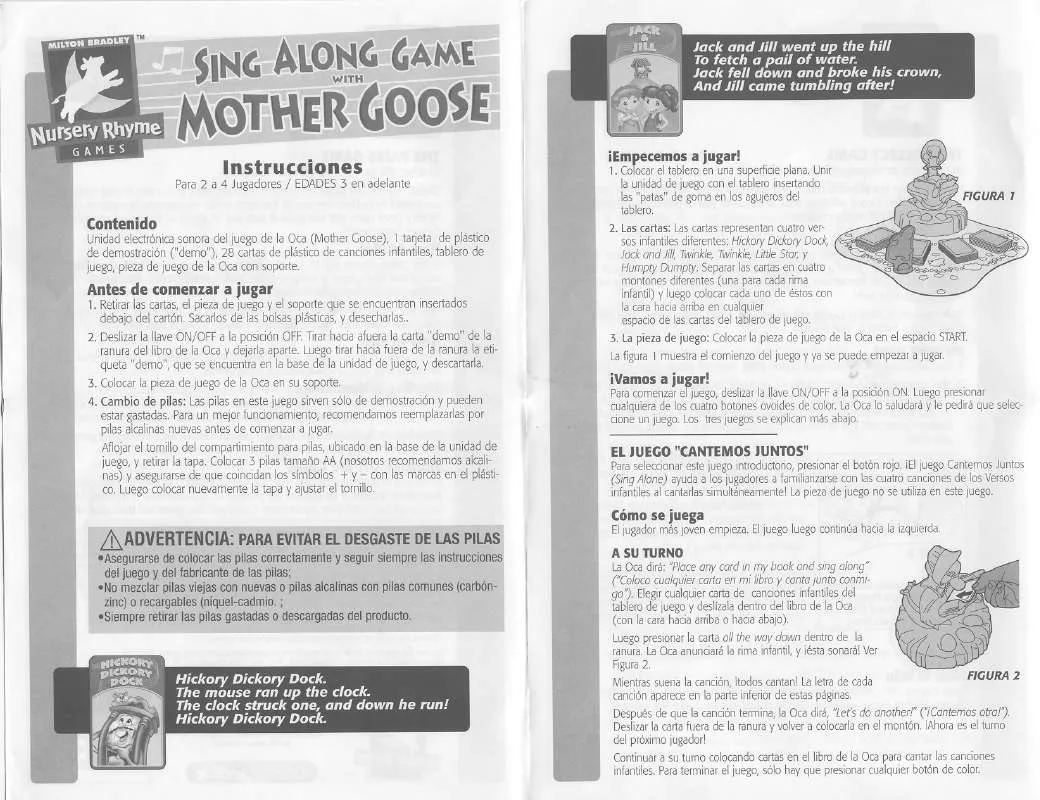 Mode d'emploi HASBRO SING ALONG GAME WITH MOTHER GOOSE