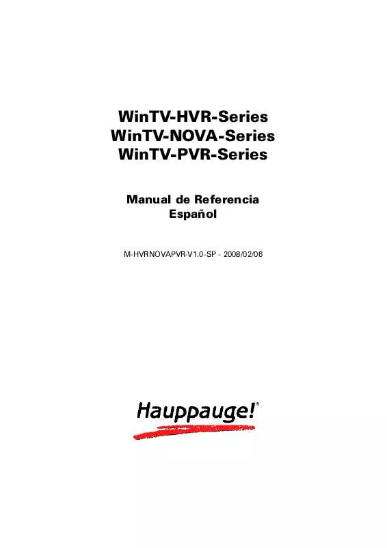 Mode d'emploi HAUPPAUGE WINTV-HVR