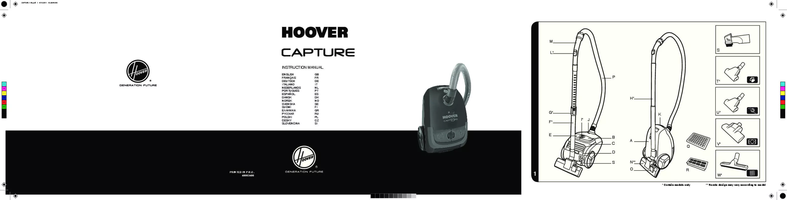 Mode d'emploi HOOVER CP70 CP20 CAPTURE