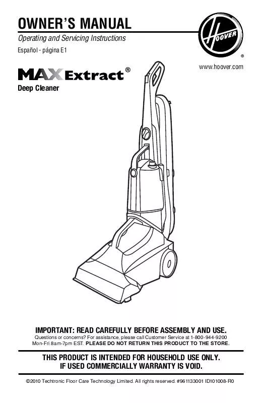 Mode d'emploi HOOVER MAXEXTRACT