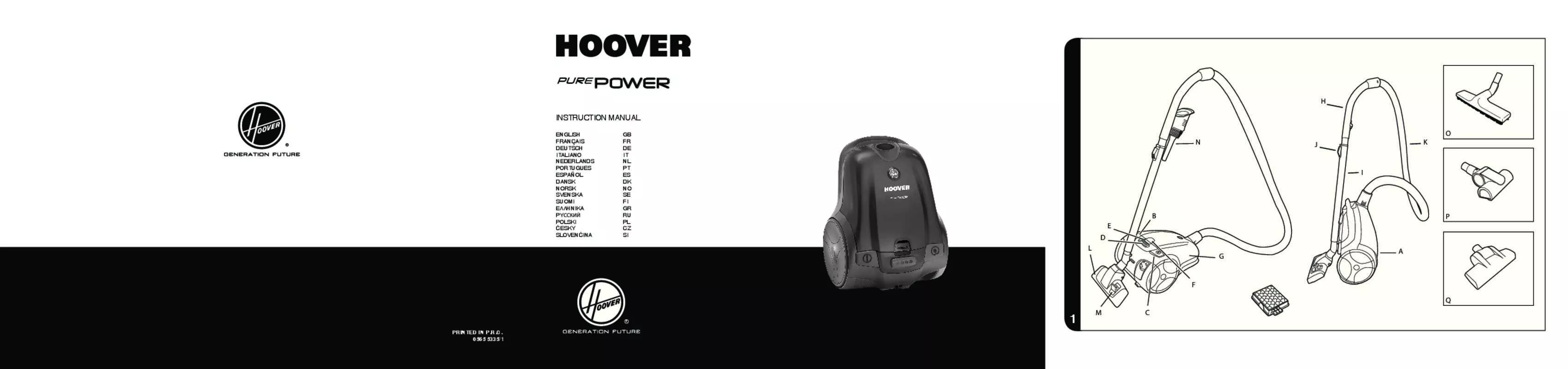 Mode d'emploi HOOVER PURE POWER ALLERGY CARE TPP2321