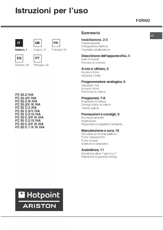 Mode d'emploi HOTPOINT FC 52 C.1 /V IX/HA