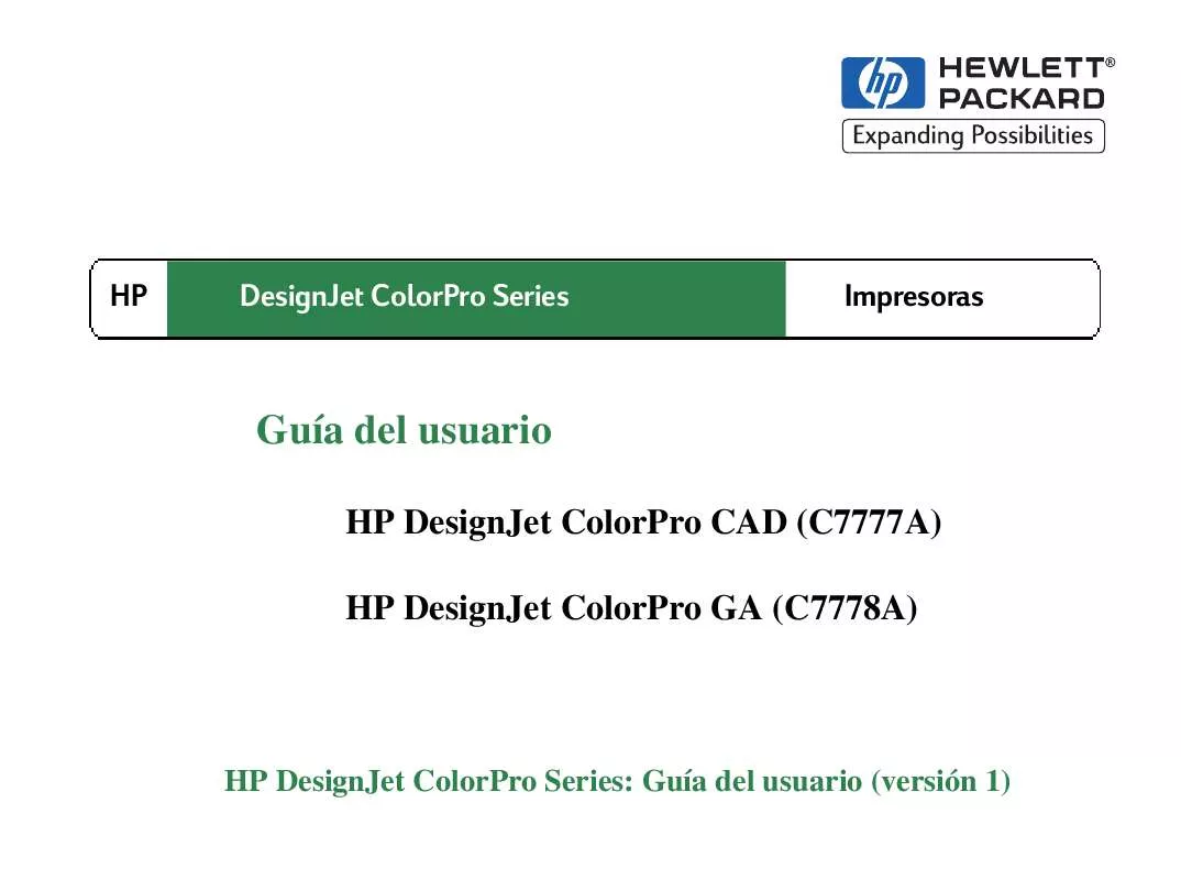 Mode d'emploi HP DESIGNJET COLORPRO CAD PRINTER