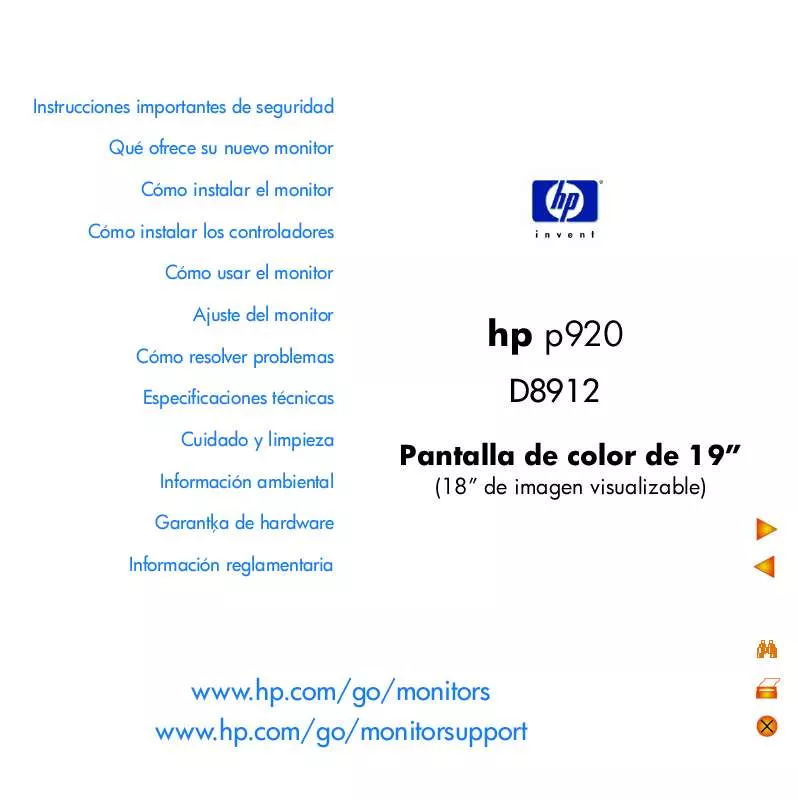 Mode d'emploi HP P920 19 INCH CRT