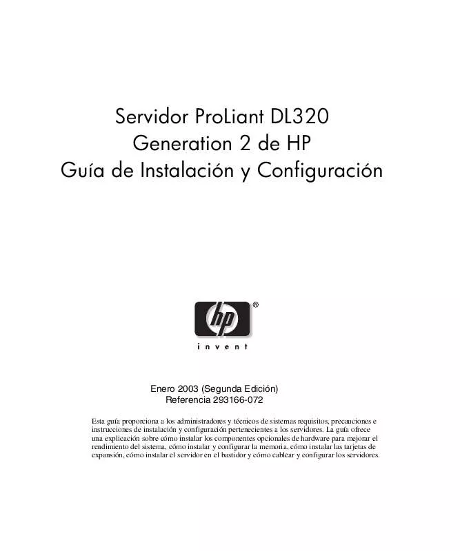 Mode d'emploi HP PROLIANT DL320 G2 SERVER