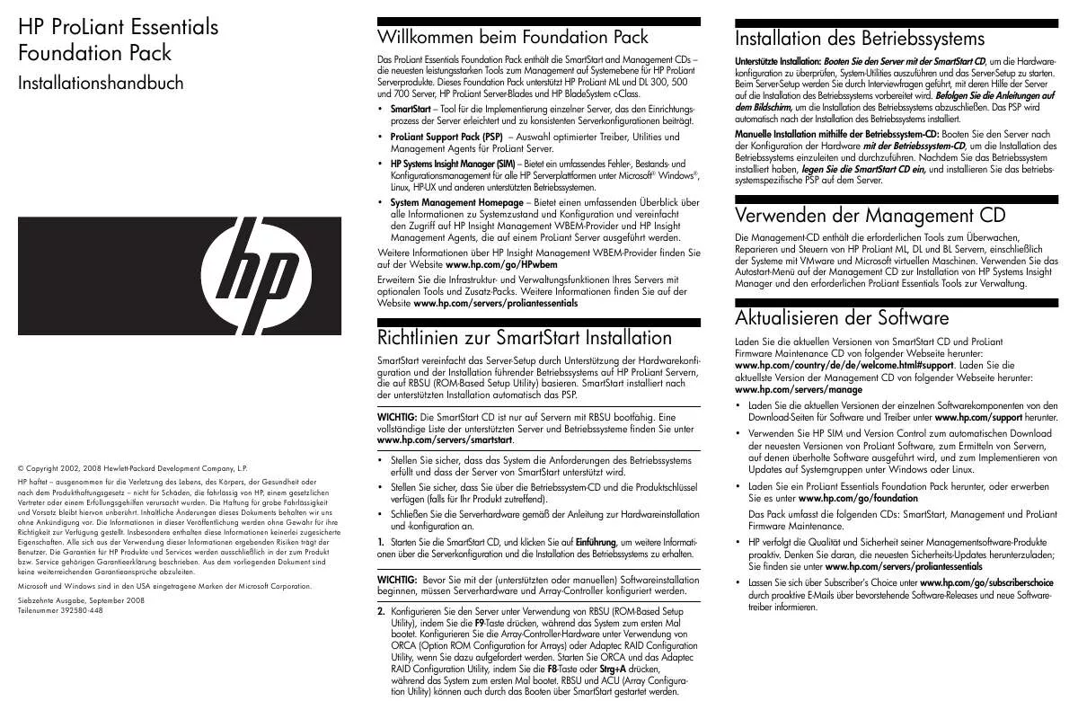 Mode d'emploi HP PROLIANT DL380 G4 SERVER