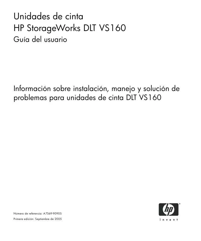 Mode d'emploi HP STORAGEWORKS DLT VS160 TAPE DRIVE
