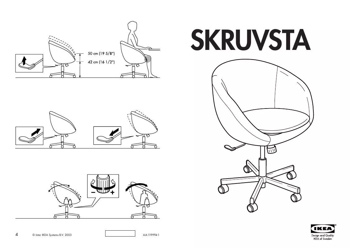 Mode d'emploi IKEA SKRUVSTA SILLA GIRATORIA