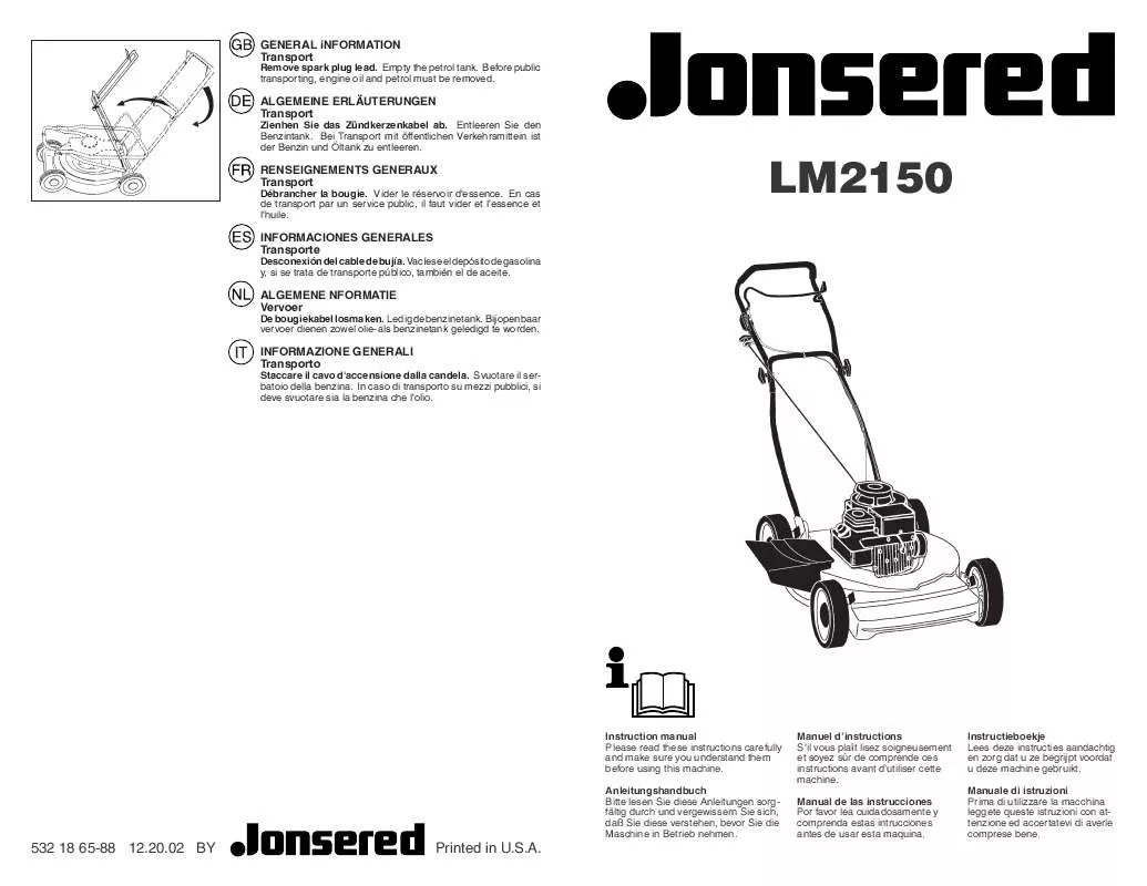 Mode d'emploi JONSERED LM 2150