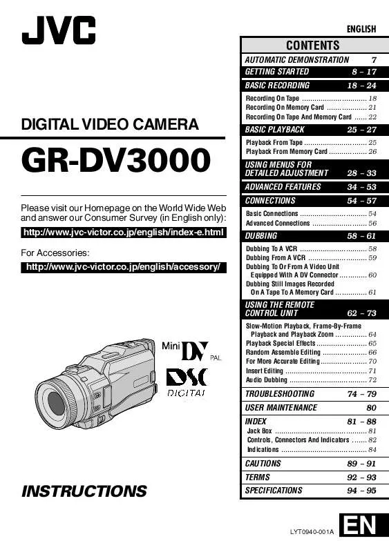 Mode d'emploi JVC GR-DV3000